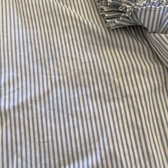 BCBGMaxAzria blue and white stripe ruffle shirt - Picture 6 of 8